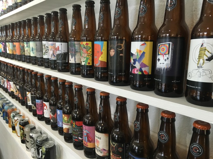 Display wall of bottles